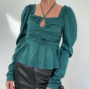 NWT six fifty ruched green ruby top